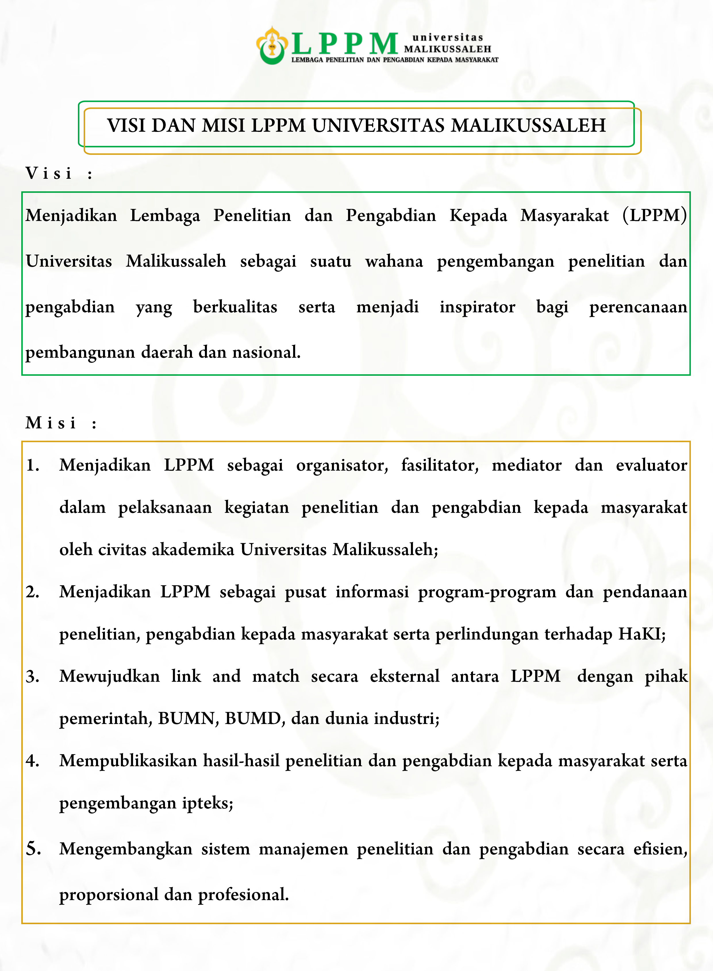 Visi Misi LPPM Unimal 2019 Update